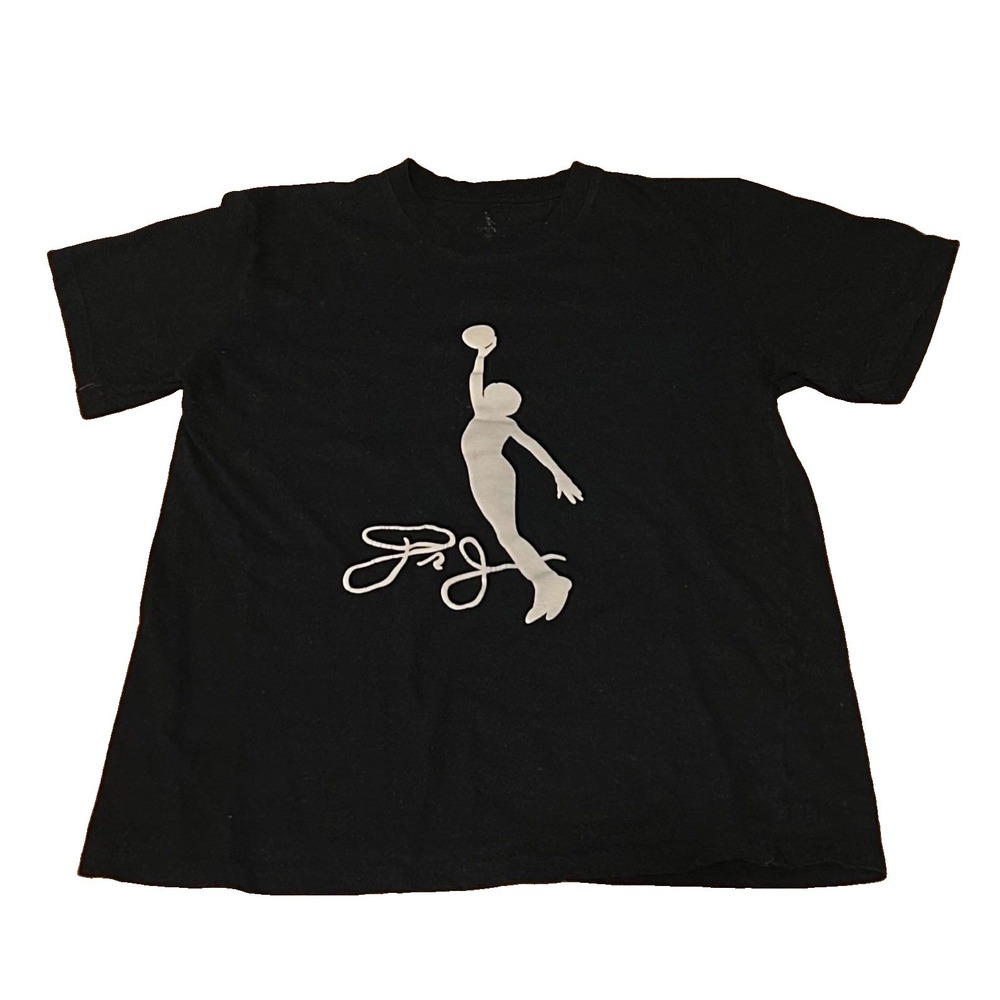 Dr J Julius Erving Basketball Graphic T-Shirt Mens Medium Black Short Sleeve